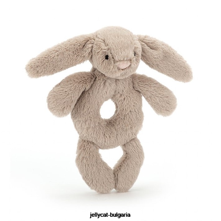 Jellycat срамежливо зайче пръстен дрънкалка бежово 195 играчка