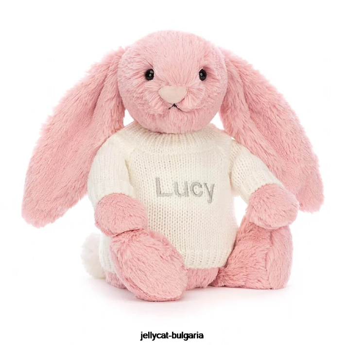 Jellycat срамежливо зайче с венчелистчета с персонализирано кремаво розово сорбе 243 играчка