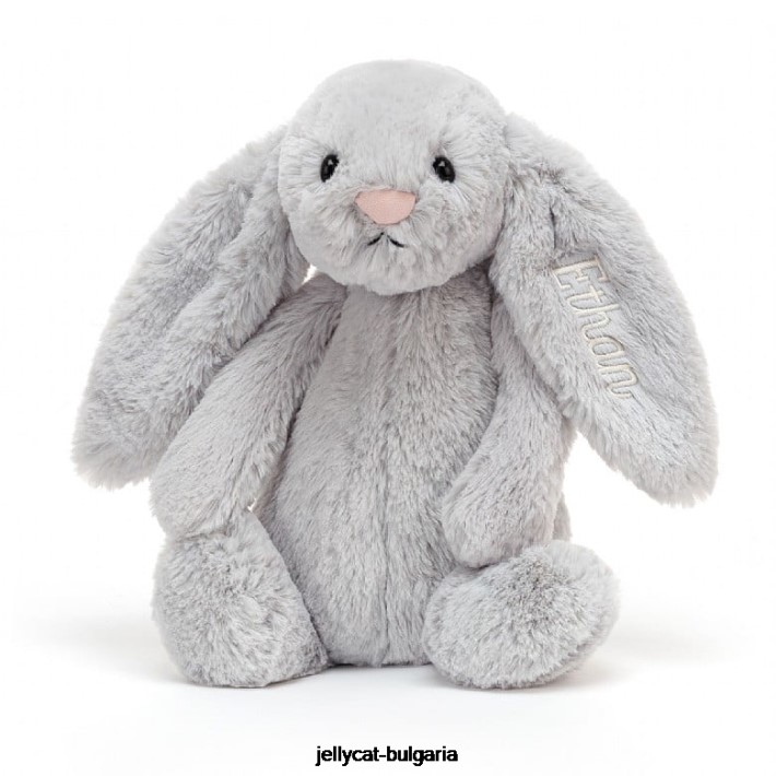 Jellycat персонализирано срамежливо зайче средно сребро 273 играчка
