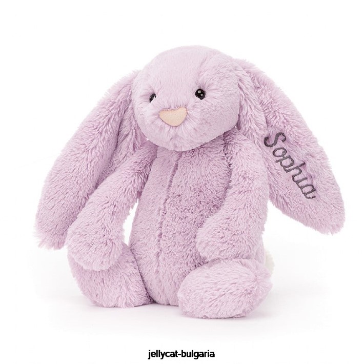 Jellycat персонализирано срамежливо зайче среден люляк 92 играчка