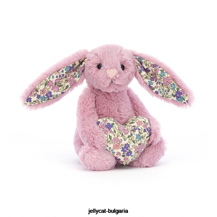 Jellycat цветно сърце лале зайче розово 348 играчка
